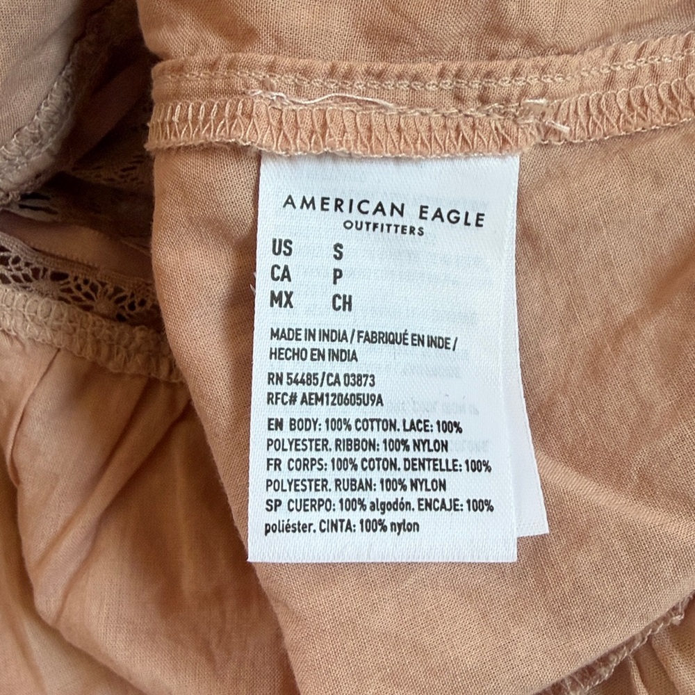 American Eagle Lace Pintuck Button Front Boho Tank Top Small Cami Crop Pink - Picture 10 of 12